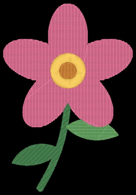 黒い生地に5色の糸色で刺繍した花