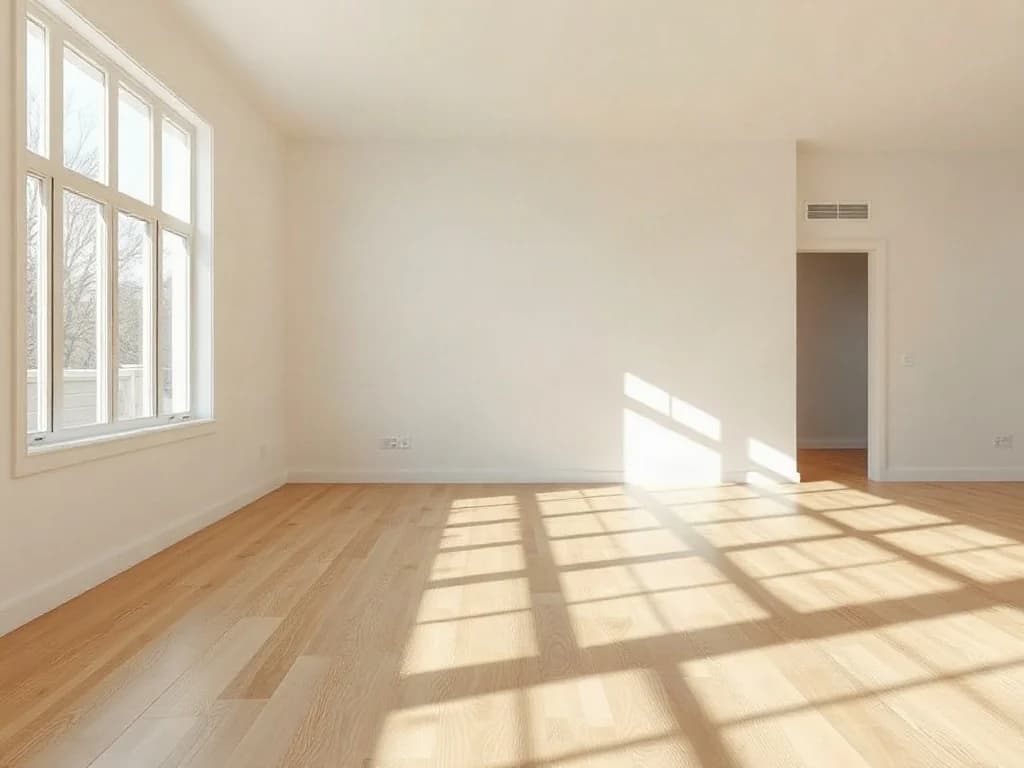 Salón vacío amueblado con home staging virtual (Antes)